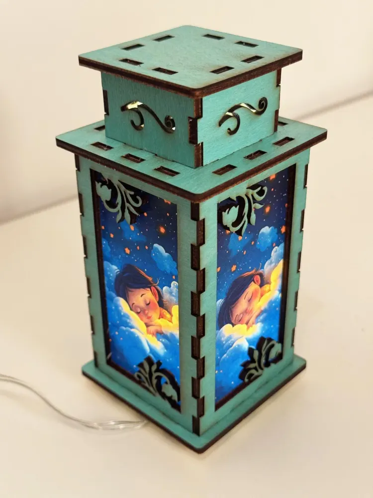 Sleeping Baby Kids Night Light Lamp Lantern | Artisan Wooden Night Lamp | Artiviesta London