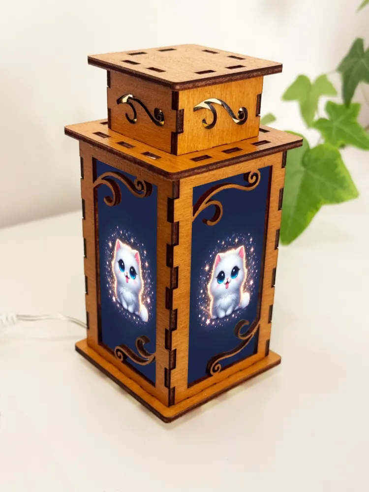 Glowing White Cat Art Night Lamp Lantern