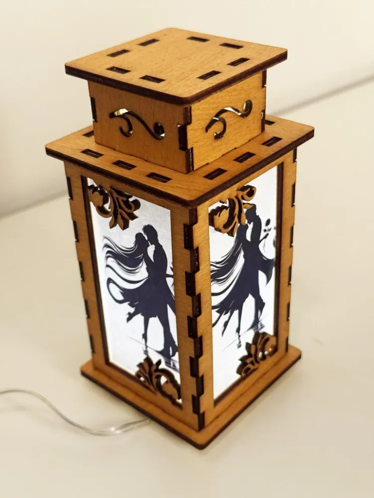 Love Couple Art Night Lamp Lantern | Artisan Wooden Night Lamp | Artiviesta London