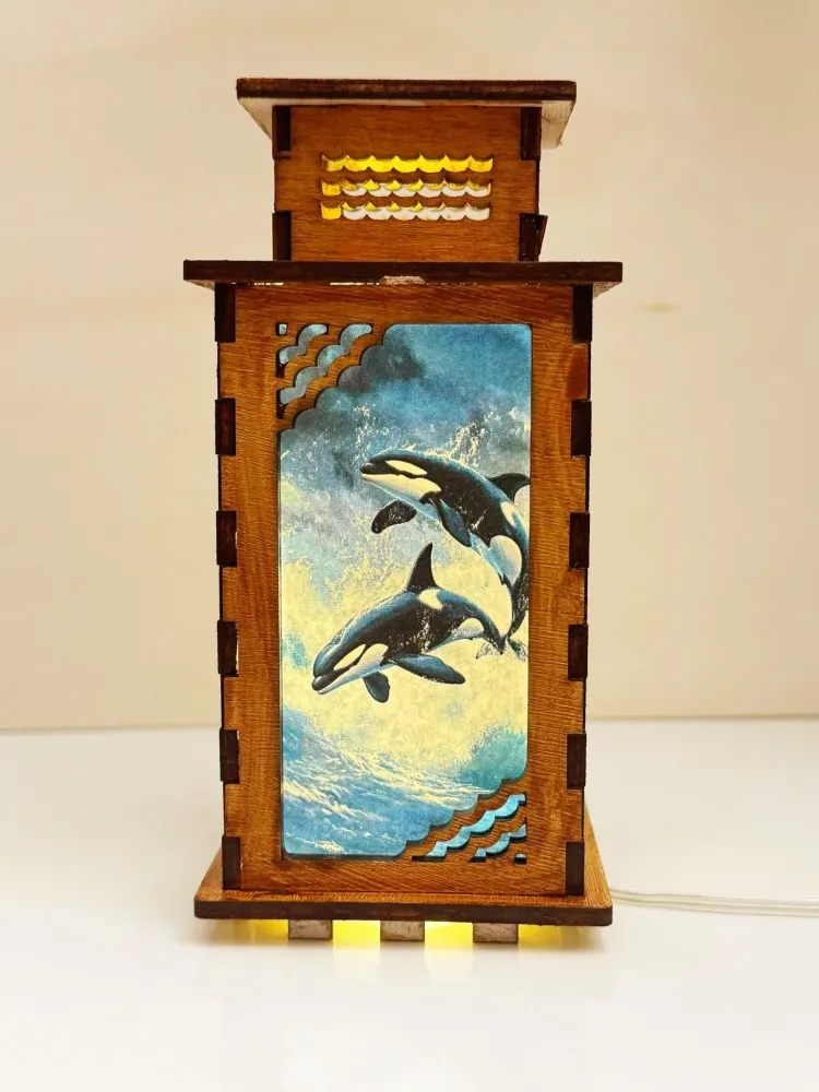Orca Killer Whale Night Lamp Lantern | Artisan Wooden Night Lamp | Artiviesta London