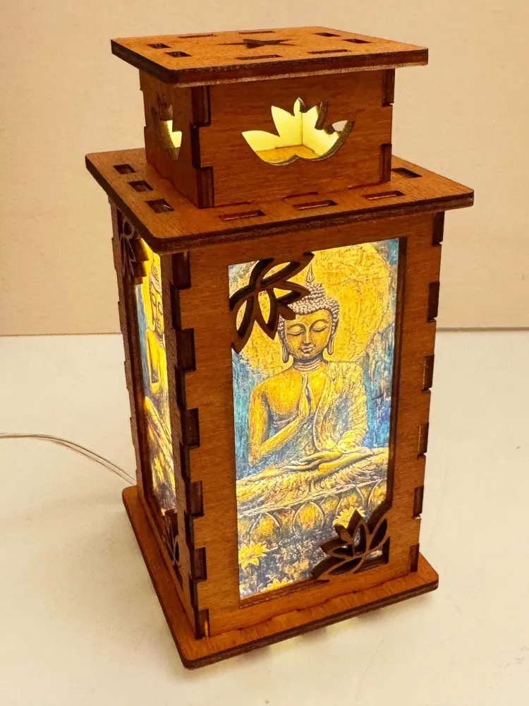 Buddha Glowing Night Lamp Lantern | Artisan Wooden Night Lamp | Artiviesta London