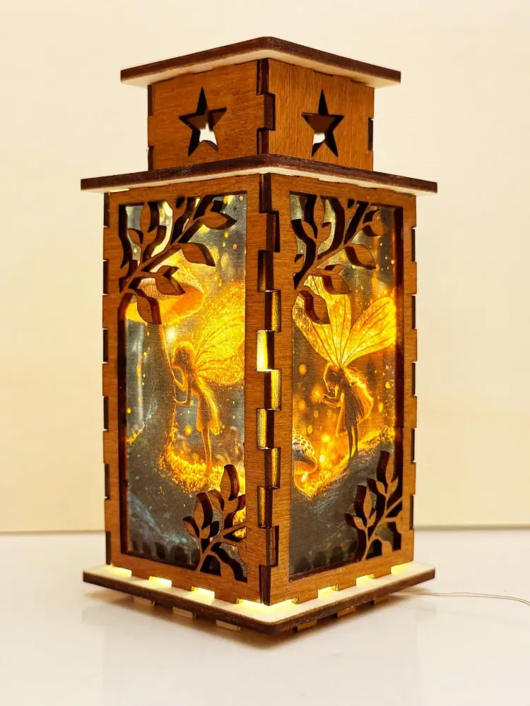 Fantasy Fairy Night Lamp Lantern — handmade wooden night lamp in natural timber