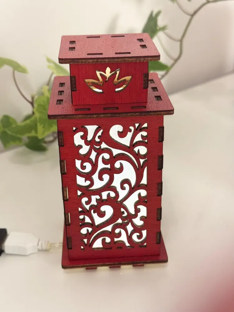Flowers Floral Art Night Lamp Lantern | Artisan Wooden Night Lamp | Artiviesta London