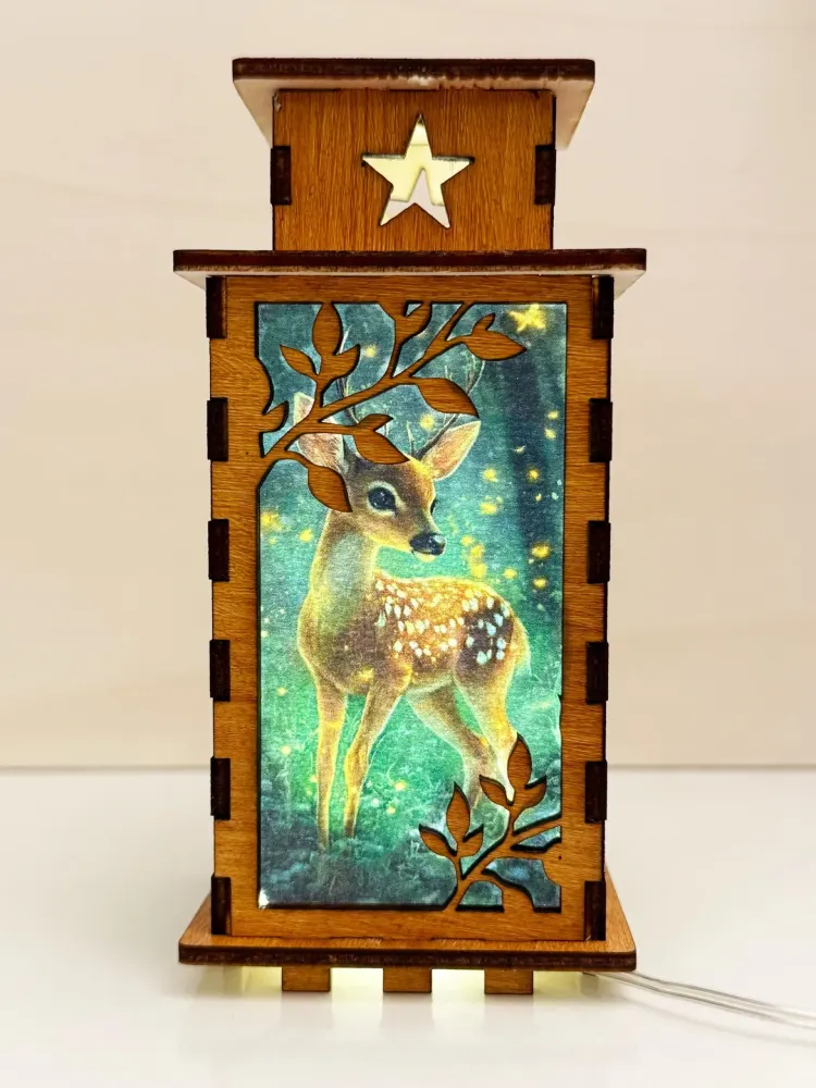 Deer Forest Night Lamp Lantern | Artisan Wooden Night Lamp | Artiviesta London