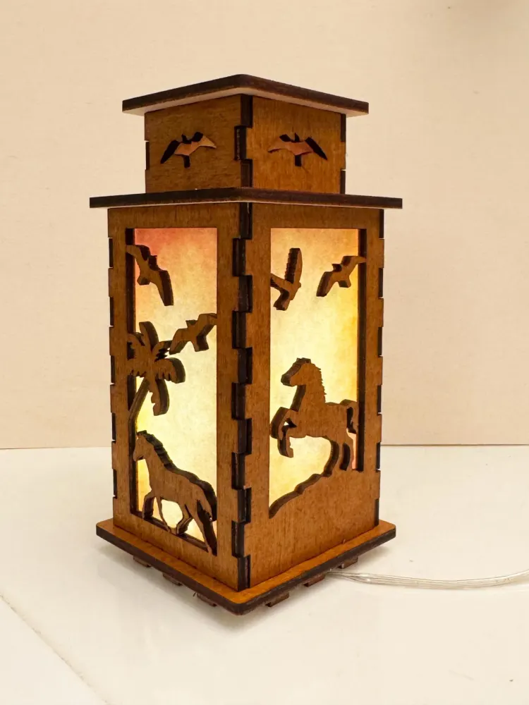 Wild Horses Sunset Night Lamp Lantern | Artisan Wooden Night Lamp | Artiviesta London