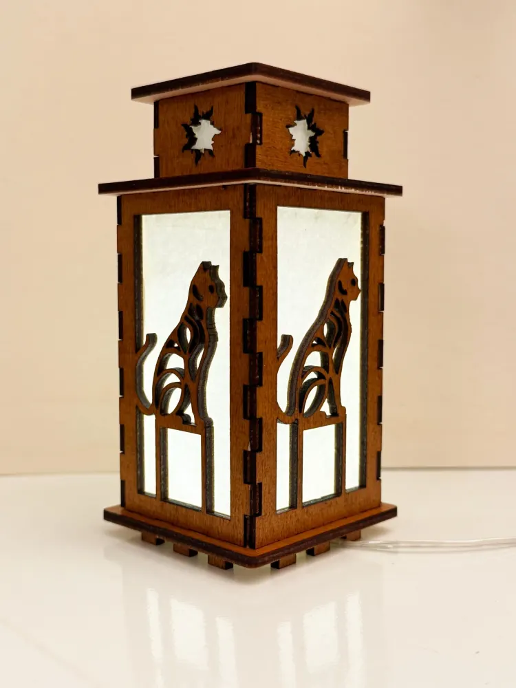 Artistic Cat Night Lamp Lantern-Cat Lover Art Glowing Wooden Lamp