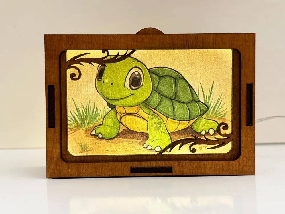 Green Cute Turtle Night Lamp Lantern | Artisan Wooden Night Lamp | Artiviesta London