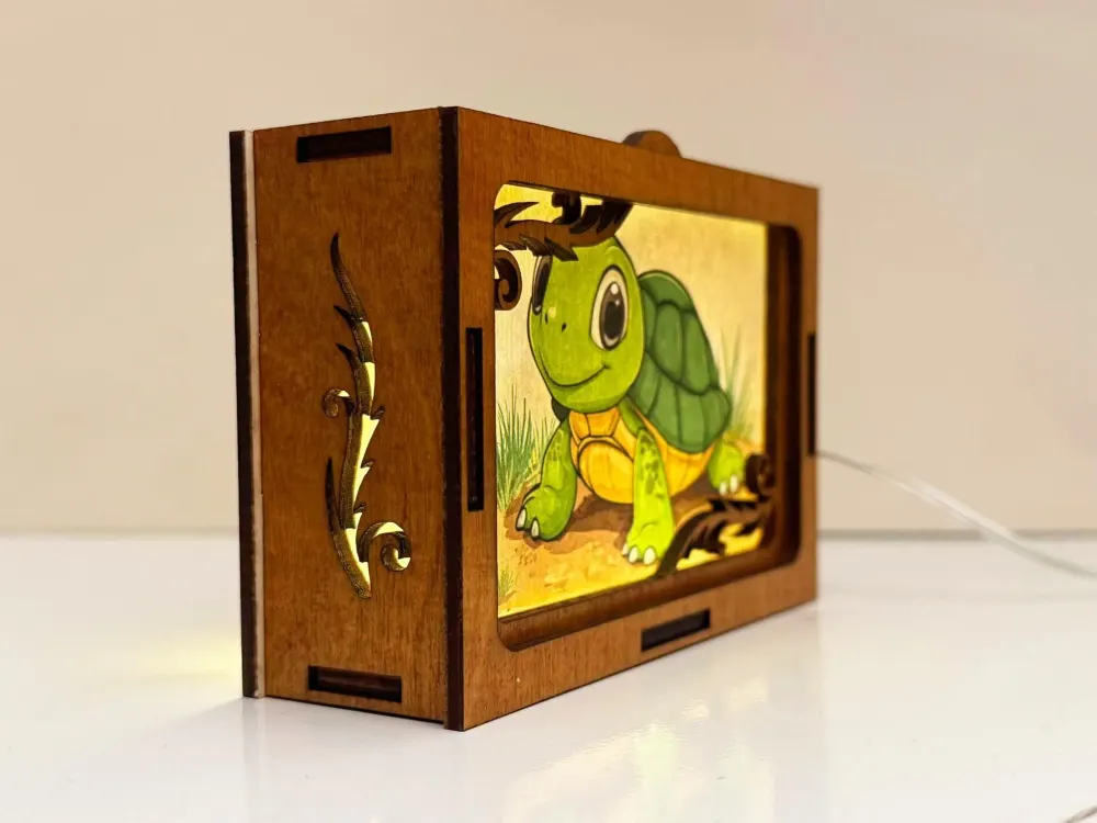 Green Cute Turtle Night Lamp Lantern | Artisan Wooden Night Lamp | Artiviesta London