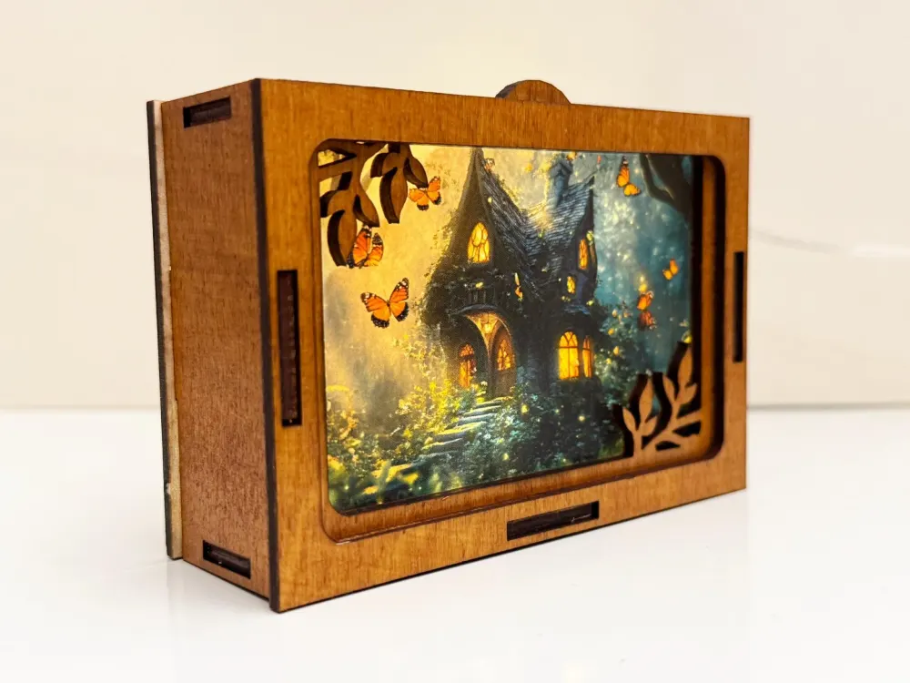 Dwarf Magical Butterflies House Fairy Night Lamp Lantern | Artisan Wooden Night Lamp | Artiviesta London