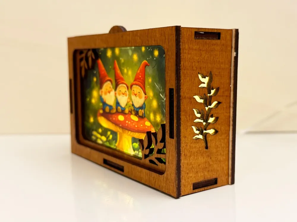 Gnomes Dwarf Magical Mushroom Night Lamp Lantern | Artisan Wooden Night Lamp | Artiviesta London