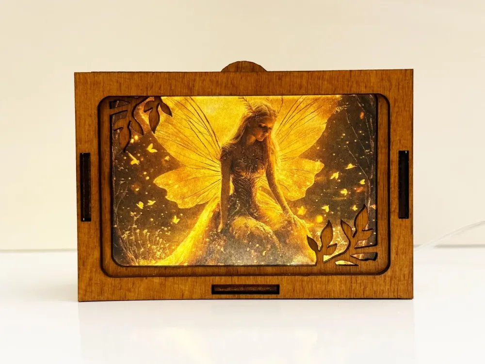 Magical Fairy Golden Night Lamp Lantern — handmade wooden night lamp in natural timber